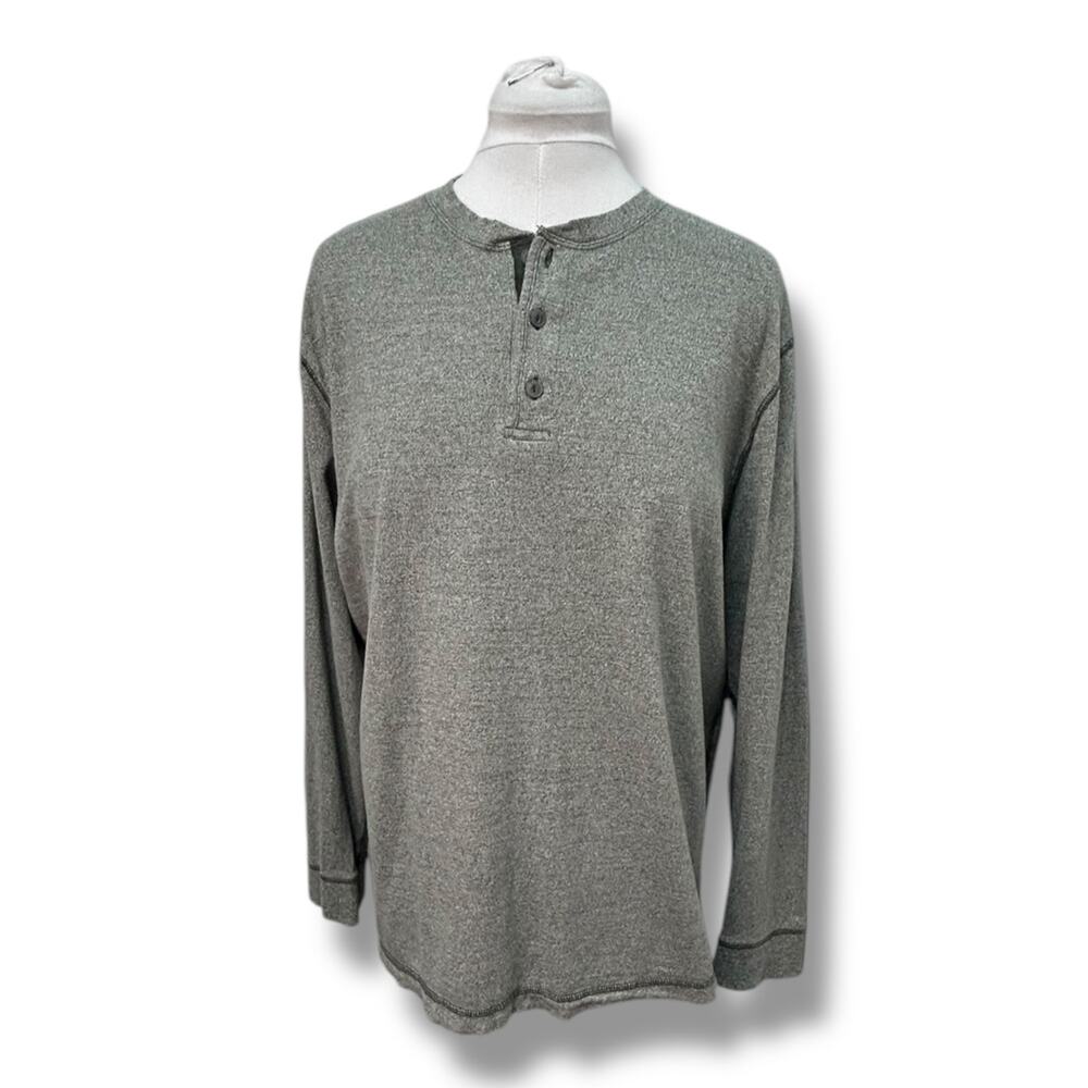 Ocean + Coast Mens Long Sleeve Cotton Henley T Shirt, Green, size L